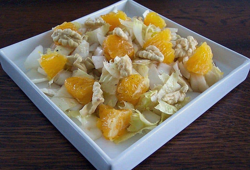 Chicorèe Salat mit Mandarinen, Kresse und Meerrettich: unglaublich ...