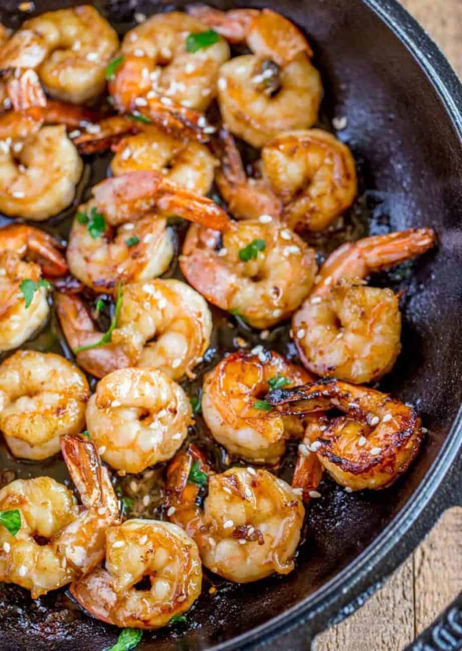 Lecker zubereitete Shrimps mit Knoblauch und Honig - Die Rezepte