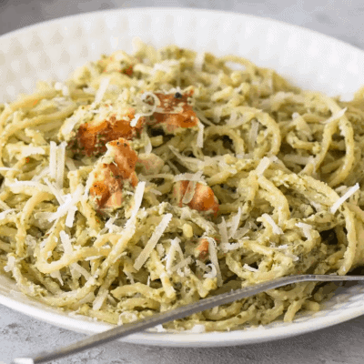 Lach Rezepte, Spaghetti mit Lachs und Pesto